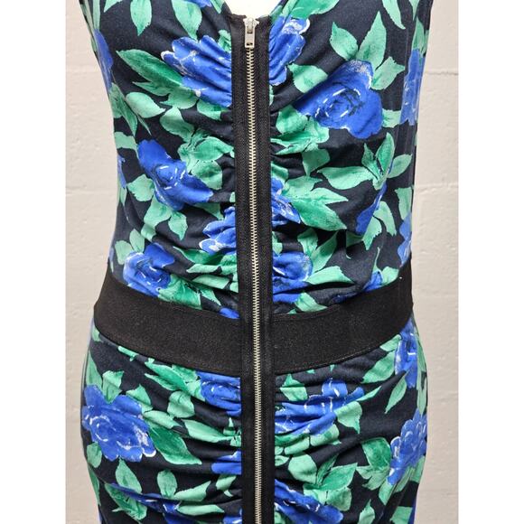 Vero Moda y2k Zip Front Ruched Dress Sz Med Indie Sleaze Party Club Wear - Picture 2 of 8